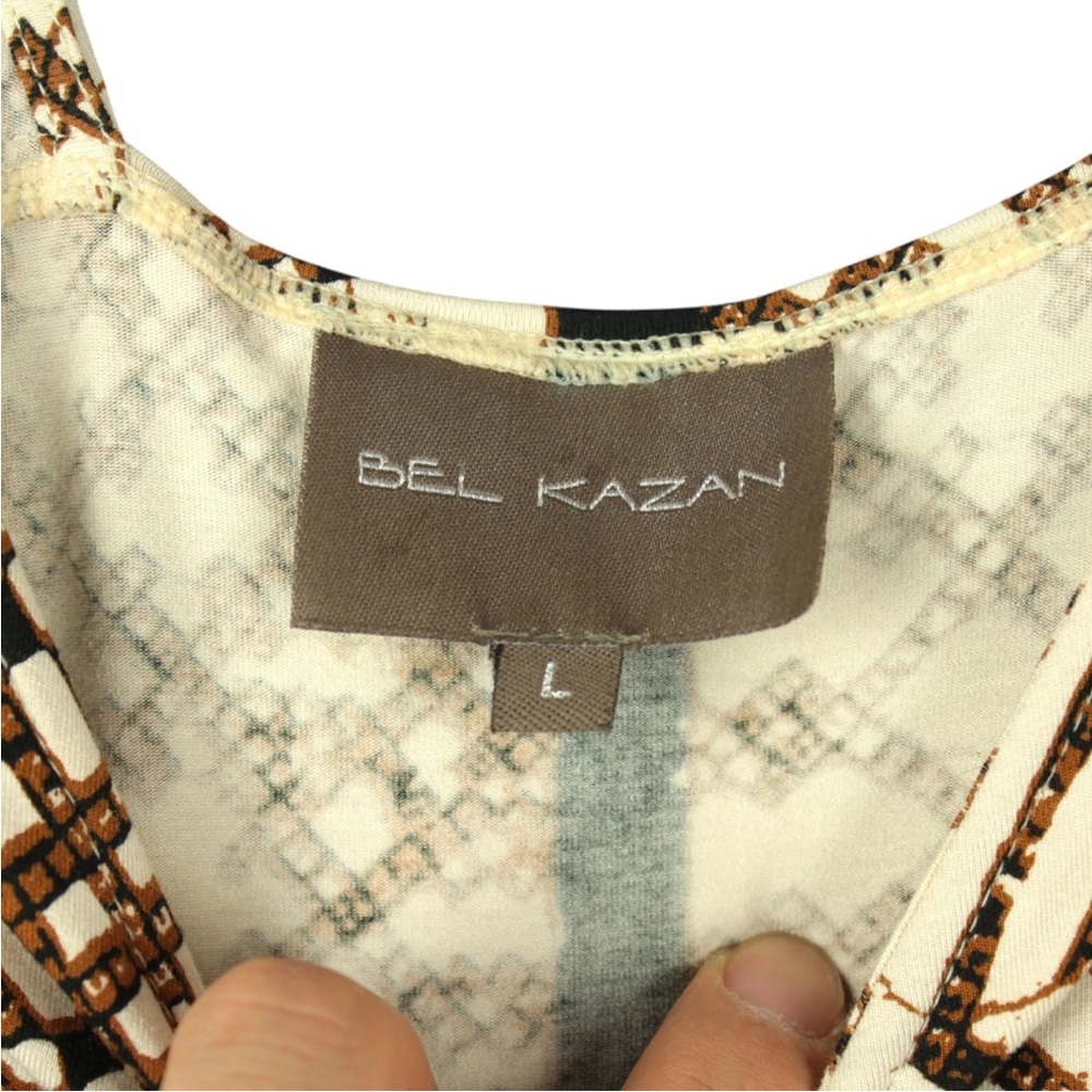 Bel Kazan Anthropology Midi Dress Short Sleeves Sz L geometric Print Boho - Picture 11 of 14